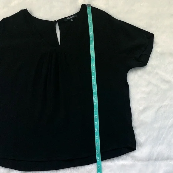 Like New Black Madewell Rhyme Top Short Sleeve Oversized Blouse Top - Picture 5 of 8